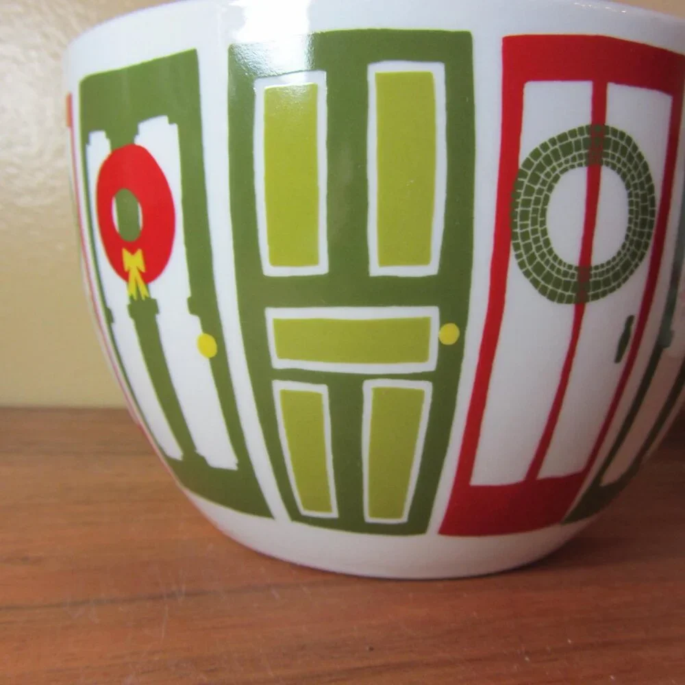 crate & barrel bowls yule town Julia Rothman holiday christmas set of 3 (w3541)
